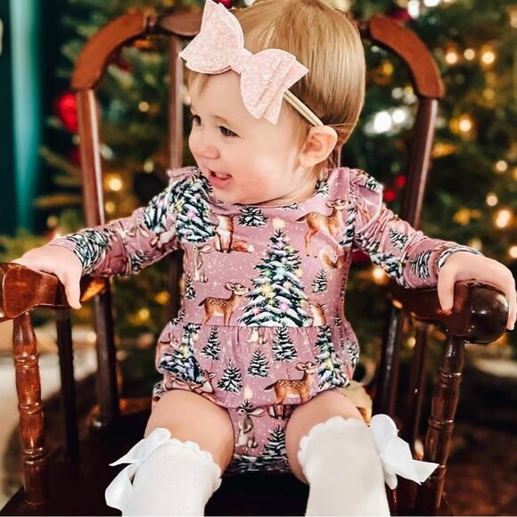 Pipsqueaks Girls’ Snowflake Kisses Bubble Romper Bamboo Christmas Size 2T - Picture 1 of 9